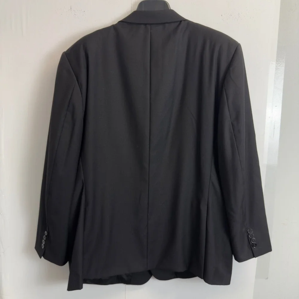 Calvin Klein Mens 50R Black Wool Suit Jacket Blazer Formal Classic fit 2 Button